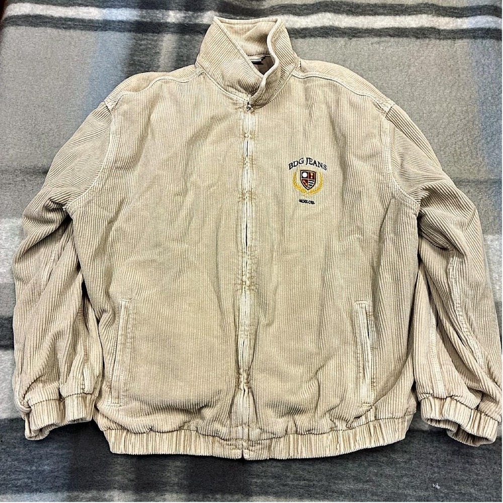 cream corduroy zip-up jacket by BDG
